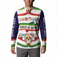 Cinco De Mayo Sugar Skull Mariachi Button Sweatshirt Mexican Fiesta Floral Skeleton Guitar Folk Art