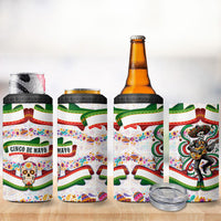 Cinco De Mayo Sugar Skull Mariachi 4 in 1 Can Cooler Tumbler Mexican Fiesta Floral Skeleton Guitar Folk Art