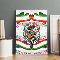 Cinco De Mayo Sugar Skull Mariachi Canvas Wall Art Mexican Fiesta Floral Skeleton Guitar Folk Art