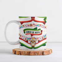 Cinco De Mayo Sugar Skull Mariachi Ceramic Mug Mexican Fiesta Floral Skeleton Guitar Folk Art