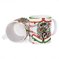 Cinco De Mayo Sugar Skull Mariachi Ceramic Mug Mexican Fiesta Floral Skeleton Guitar Folk Art