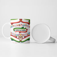 Cinco De Mayo Sugar Skull Mariachi Ceramic Mug Mexican Fiesta Floral Skeleton Guitar Folk Art