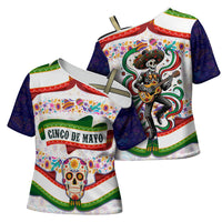 Cinco De Mayo Sugar Skull Mariachi Cross Shoulder Shirt Mexican Fiesta Floral Skeleton Guitar Folk Art