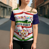 Cinco De Mayo Sugar Skull Mariachi Cross Shoulder Shirt Mexican Fiesta Floral Skeleton Guitar Folk Art