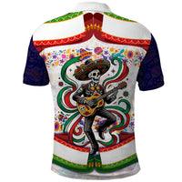 Cinco De Mayo Sugar Skull Mariachi Polo Shirt Mexican Fiesta Floral Skeleton Guitar Folk Art