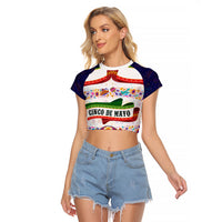 Cinco De Mayo Sugar Skull Mariachi Raglan Cropped T Shirt Mexican Fiesta Floral Skeleton Guitar Folk Art