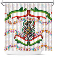 Cinco De Mayo Sugar Skull Mariachi Shower Curtain Mexican Fiesta Floral Skeleton Guitar Folk Art