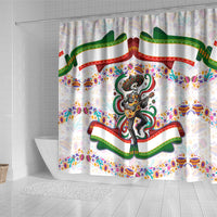 Cinco De Mayo Sugar Skull Mariachi Shower Curtain Mexican Fiesta Floral Skeleton Guitar Folk Art