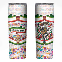 Cinco De Mayo Sugar Skull Mariachi Skinny Tumbler Mexican Fiesta Floral Skeleton Guitar Folk Art