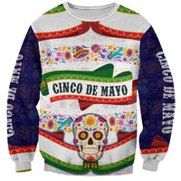 Cinco De Mayo Sugar Skull Mariachi Sweatshirt Mexican Fiesta Floral Skeleton Guitar Folk Art