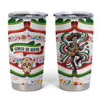 Cinco De Mayo Sugar Skull Mariachi Tumbler Cup Mexican Fiesta Floral Skeleton Guitar Folk Art