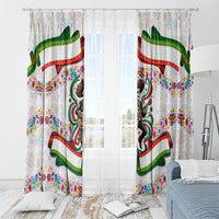 Cinco De Mayo Sugar Skull Mariachi Window Curtain Mexican Fiesta Floral Skeleton Guitar Folk Art