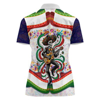 Cinco De Mayo Sugar Skull Mariachi Women Polo Shirt Mexican Fiesta Floral Skeleton Guitar Folk Art
