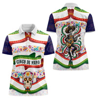 Cinco De Mayo Sugar Skull Mariachi Women Polo Shirt Mexican Fiesta Floral Skeleton Guitar Folk Art