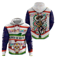 Cinco De Mayo Sugar Skull Mariachi Zip Hoodie Mexican Fiesta Floral Skeleton Guitar Folk Art