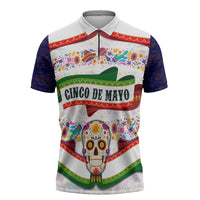 Cinco De Mayo Sugar Skull Mariachi Zipper Polo Shirt Mexican Fiesta Floral Skeleton Guitar Folk Art