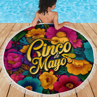 Cinco De Mayo Beach Blanket Mariachi Dancer - Vibrant Mexican Floral Fiesta Guitar Folk Art