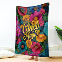 Cinco De Mayo Blanket Mariachi Dancer - Vibrant Mexican Floral Fiesta Guitar Folk Art