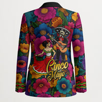 Cinco De Mayo Blazer Mariachi Dancer - Vibrant Mexican Floral Fiesta Guitar Folk Art