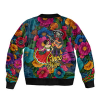 Cinco De Mayo Bomber Jacket Mariachi Dancer - Vibrant Mexican Floral Fiesta Guitar Folk Art