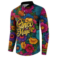 Cinco De Mayo Button Sweatshirt Mariachi Dancer - Vibrant Mexican Floral Fiesta Guitar Folk Art