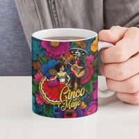 Cinco De Mayo Ceramic Mug Mariachi Dancer - Vibrant Mexican Floral Fiesta Guitar Folk Art