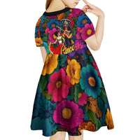 Cinco De Mayo Kid Short Sleeve Dress Mariachi Dancer - Vibrant Mexican Floral Fiesta Guitar Folk Art