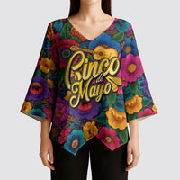 Cinco De Mayo Kimono Sleeve Blouse Mariachi Dancer - Vibrant Mexican Floral Fiesta Guitar Folk Art