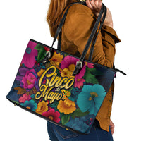 Cinco De Mayo Leather Tote Bag Mariachi Dancer - Vibrant Mexican Floral Fiesta Guitar Folk Art