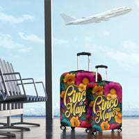 Cinco De Mayo Luggage Cover Mariachi Dancer - Vibrant Mexican Floral Fiesta Guitar Folk Art