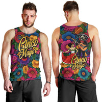 Cinco De Mayo Men Tank Top Mariachi Dancer - Vibrant Mexican Floral Fiesta Guitar Folk Art