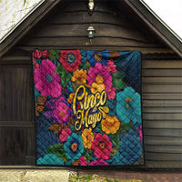 Cinco De Mayo Quilt Mariachi Dancer - Vibrant Mexican Floral Fiesta Guitar Folk Art