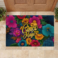 Cinco De Mayo Rubber Doormat Mariachi Dancer - Vibrant Mexican Floral Fiesta Guitar Folk Art