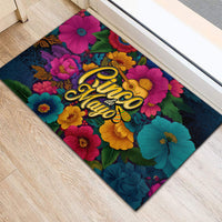 Cinco De Mayo Rubber Doormat Mariachi Dancer - Vibrant Mexican Floral Fiesta Guitar Folk Art