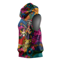 Cinco De Mayo Sleeveless Hoodie Mariachi Dancer - Vibrant Mexican Floral Fiesta Guitar Folk Art