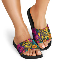 Cinco De Mayo Slide Sandals Mariachi Dancer - Vibrant Mexican Floral Fiesta Guitar Folk Art