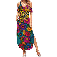 Cinco De Mayo Summer Maxi Dress Mariachi Dancer - Vibrant Mexican Floral Fiesta Guitar Folk Art