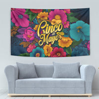 Cinco De Mayo Tapestry Mariachi Dancer - Vibrant Mexican Floral Fiesta Guitar Folk Art