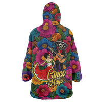 Cinco De Mayo Wearable Blanket Hoodie Mariachi Dancer - Vibrant Mexican Floral Fiesta Guitar Folk Art
