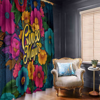 Cinco De Mayo Window Curtain Mariachi Dancer - Vibrant Mexican Floral Fiesta Guitar Folk Art