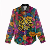 Cinco De Mayo Women Casual Shirt Mariachi Dancer - Vibrant Mexican Floral Fiesta Guitar Folk Art