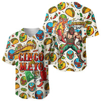 Cinco De Mayo Baseball Jersey Lucha Libre Wrestler - Pop Art Comic Style Mexican Fiesta Taco