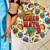 Cinco De Mayo Beach Blanket Lucha Libre Wrestler - Pop Art Comic Style Mexican Fiesta Taco