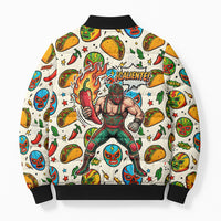 Cinco De Mayo Bomber Puffer Jacket Lucha Libre Wrestler - Pop Art Comic Style Mexican Fiesta Taco