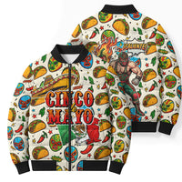 Cinco De Mayo Bomber Puffer Jacket Lucha Libre Wrestler - Pop Art Comic Style Mexican Fiesta Taco