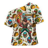 Cinco De Mayo Cross Shoulder Shirt Lucha Libre Wrestler - Pop Art Comic Style Mexican Fiesta Taco