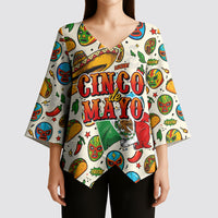Cinco De Mayo Kimono Sleeve Blouse Lucha Libre Wrestler - Pop Art Comic Style Mexican Fiesta Taco