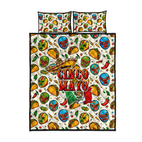Cinco De Mayo Quilt Bed Set Lucha Libre Wrestler - Pop Art Comic Style Mexican Fiesta Taco