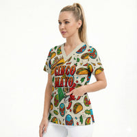 Cinco De Mayo Scrub Top Lucha Libre Wrestler - Pop Art Comic Style Mexican Fiesta Taco