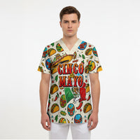 Cinco De Mayo Scrub Top Lucha Libre Wrestler - Pop Art Comic Style Mexican Fiesta Taco